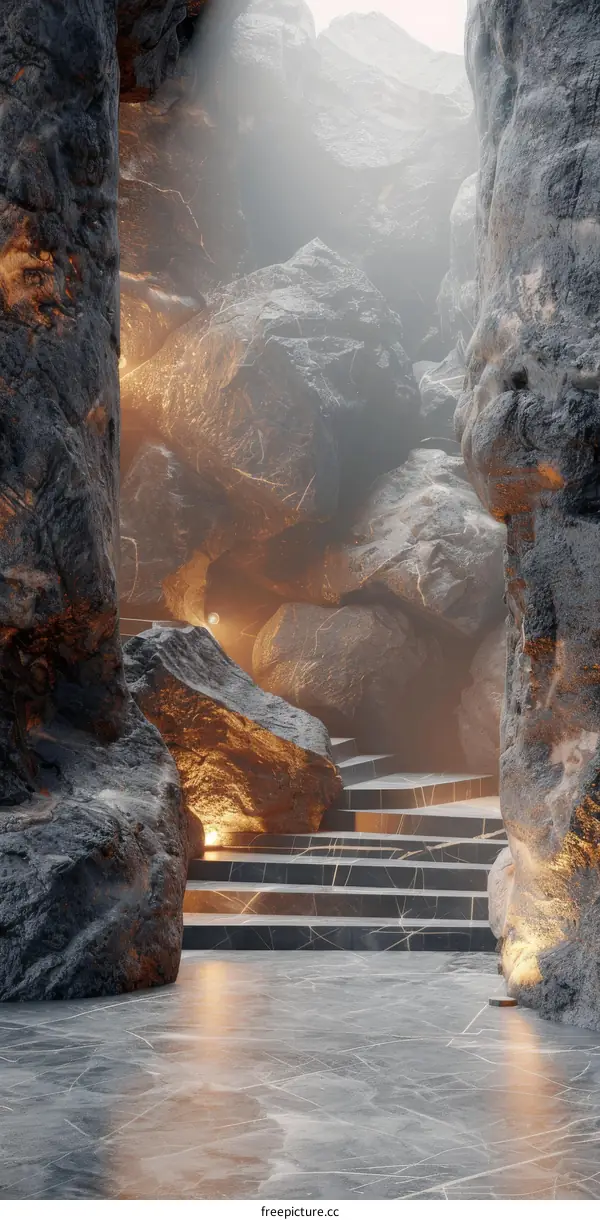 Abstract Stone Canyon Pathway Illustration