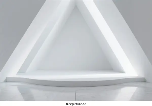 Minimalist White Geometric Stage with Soft Light