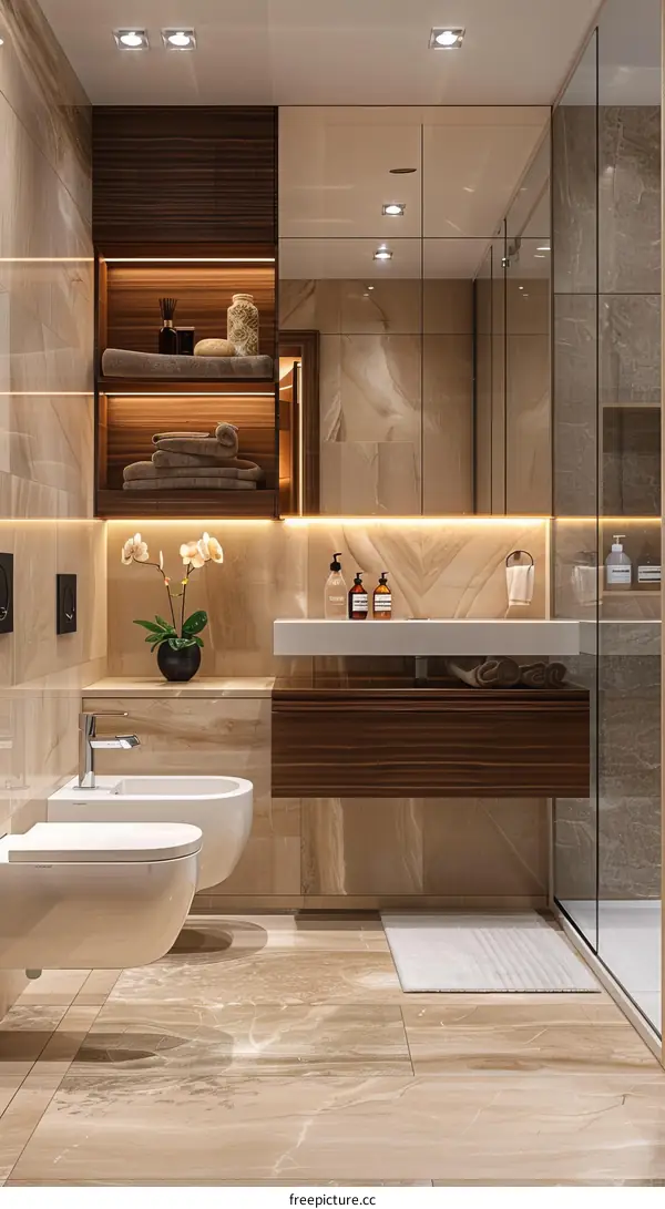 Modern Luxury Bathroom Design with Marble