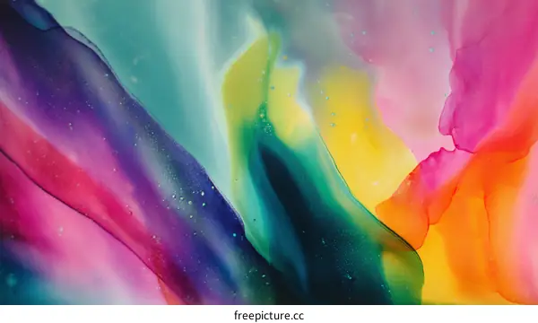 Abstract Colorful Flowing Ink Art