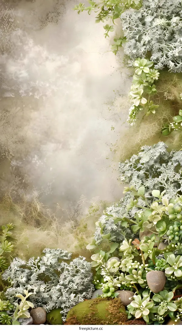 White and Green Moss Nature Background