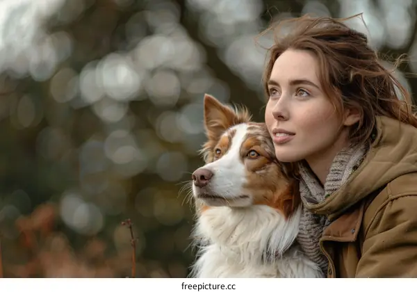 portrait of a young woman with her dog