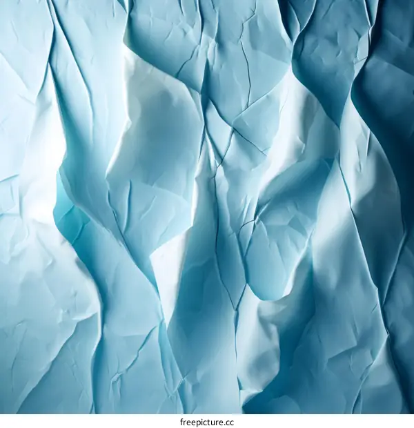 Blue Crumpled Paper Texture Background