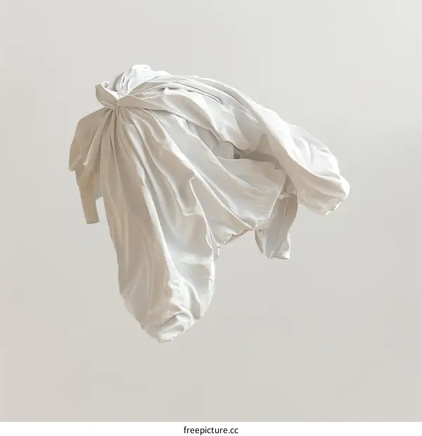 Flowing White Fabric Against a Neutral Background