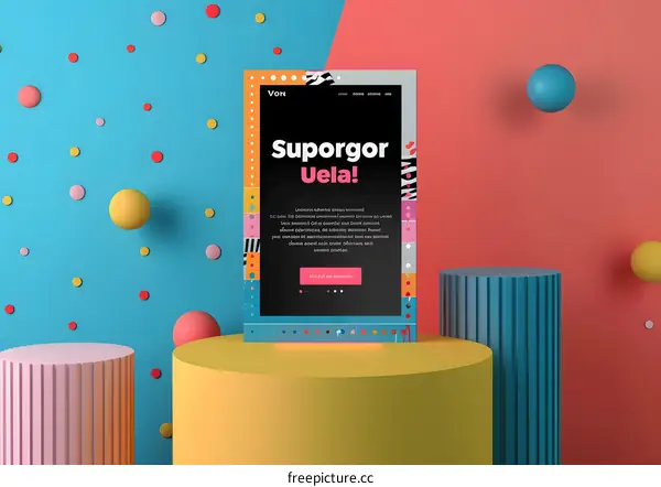 Colorful Website Design Mockup With Abstract Shapes