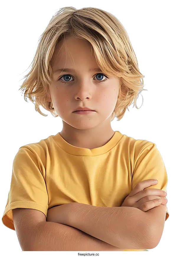 [Transparent Background PNG]Portrait of a boy with blond hair and blue eyes