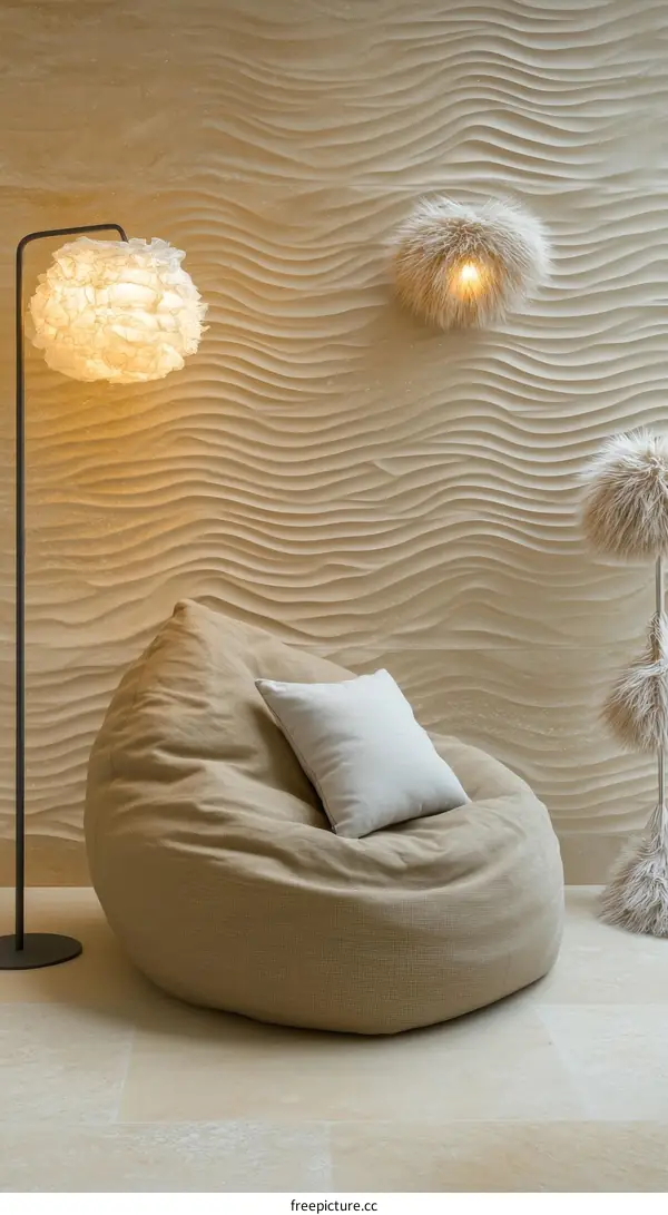 Beige Bean Bag Chair in a Modern Interior