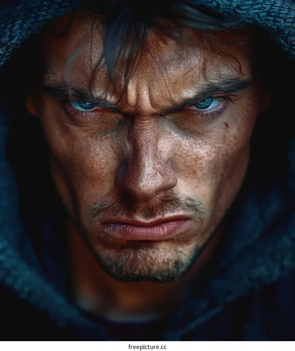 Close-up Portrait of a Serious Man