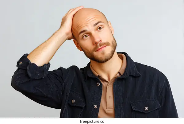 Thoughtful Bald Man Portrait