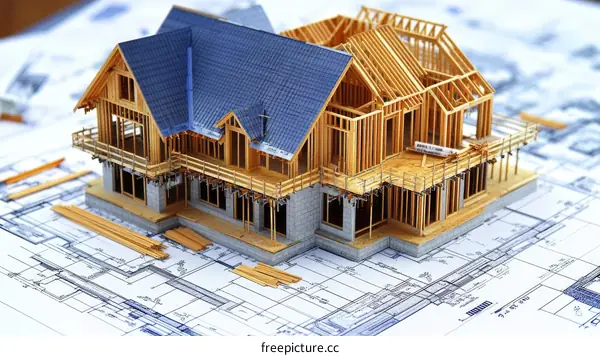 Wooden House Construction Blueprint