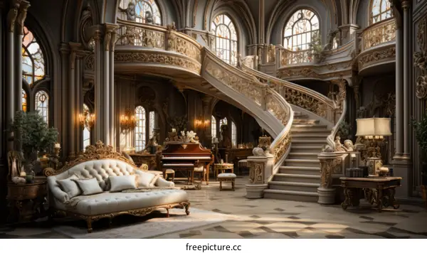 Ornate Interior of a Luxury Mansion
