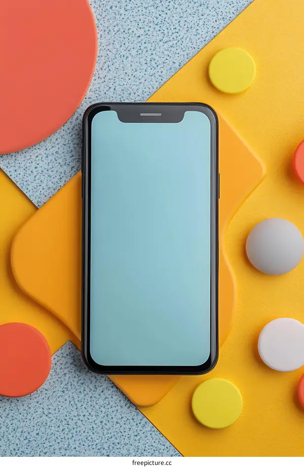 Modern Smartphone Mockup with Abstract Shapes