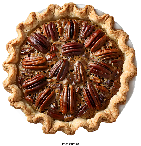 [Transparent Background PNG]A delicious pecan pie with a flaky crust.