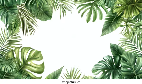 Tropical Leaf Border Illustration
