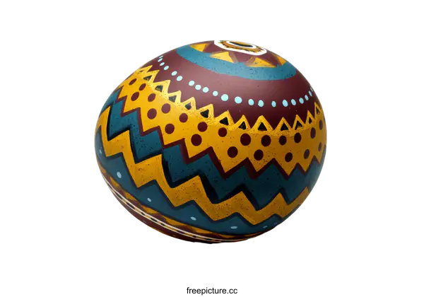 [Transparent Background PNG]Hand Painted Easter Egg with Tribal Design