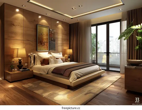 Modern Bedroom Interior Design with Wooden Accents