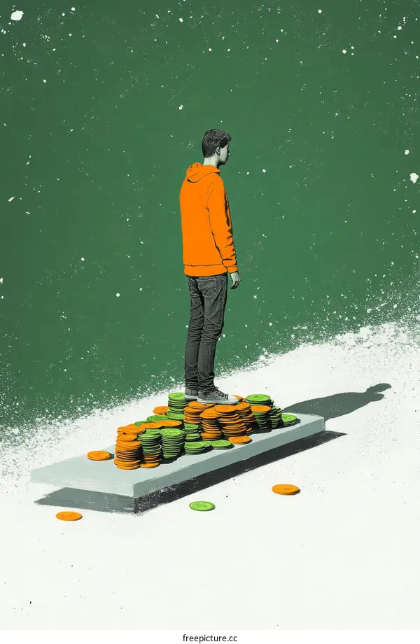 A Young Person Standing on a Pile of Money