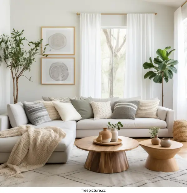 Modern White Sectional Sofa in a Cozy Living Room