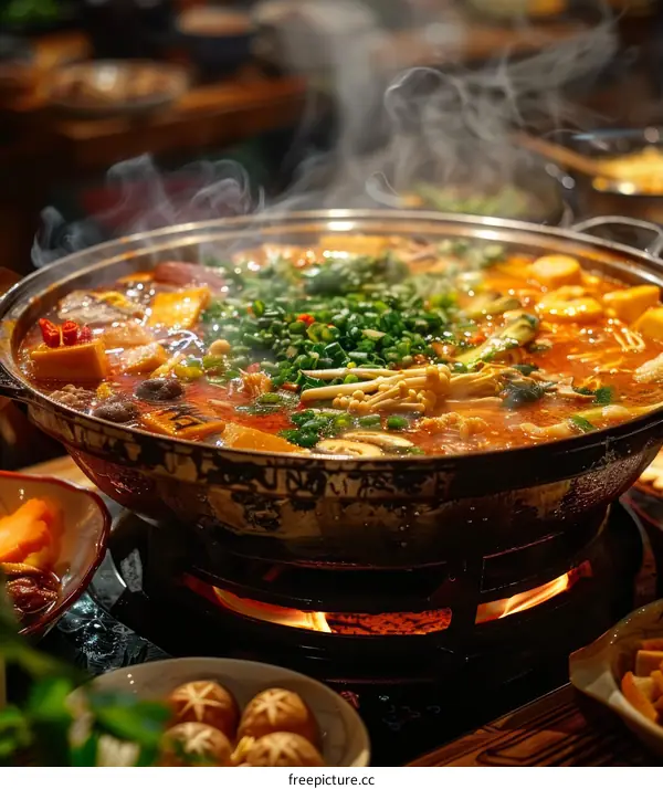 Hot Pot Feast: A Group of People Enjoying a Communal Meal