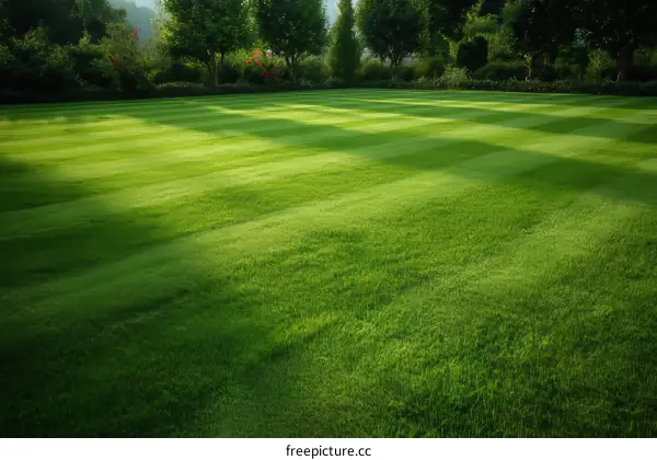 Well-Maintained Lawn with Distinct Stripes