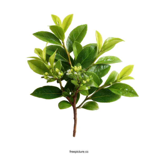 [Transparent Background PNG]Fresh Greenery Branch with Dew Drops