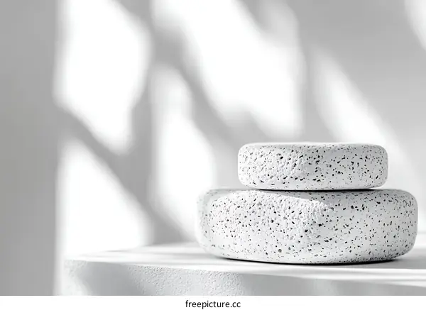 White Stone Pedestal Display Minimalist Aesthetic