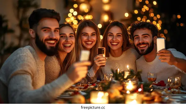 Merry Christmas Dinner Celebration of Diverse People