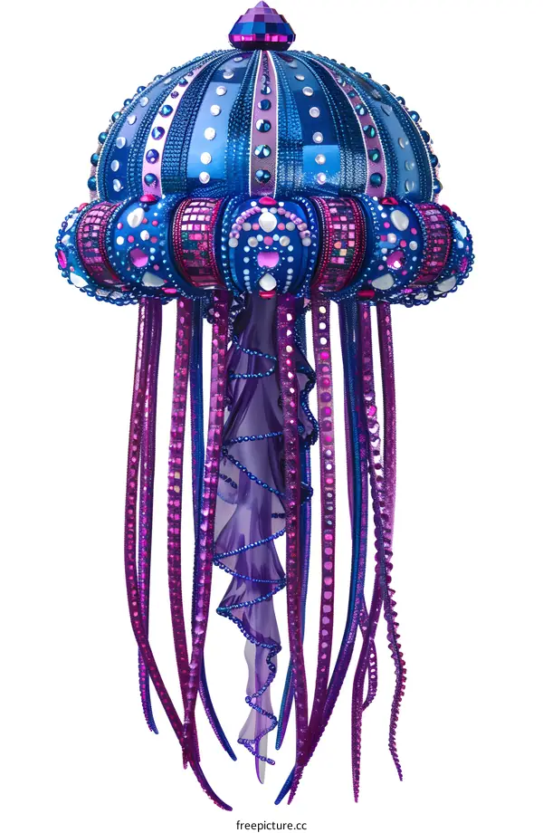 A beautiful jellyfish made of rhinestones and beads.