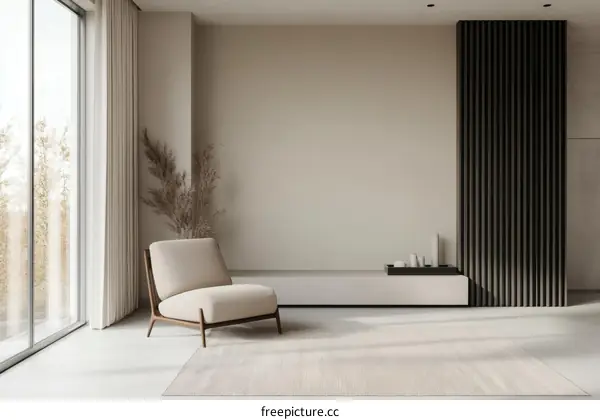 Modern Minimalist Beige Living Room Interior Design