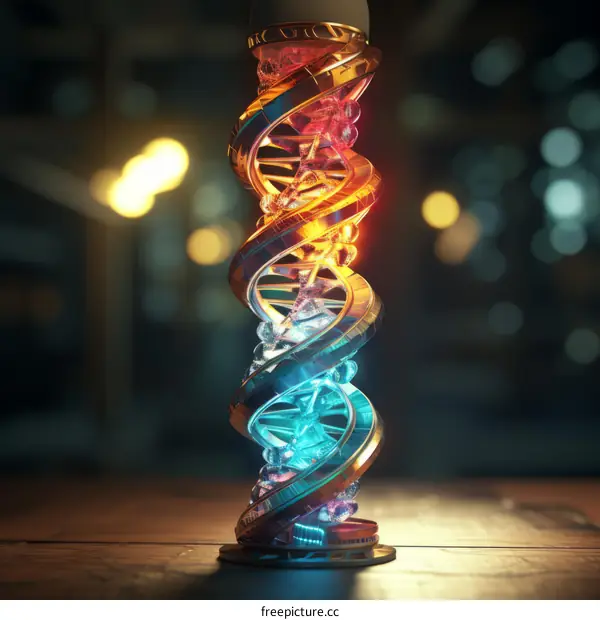 Double Helix with Glowing Spheres