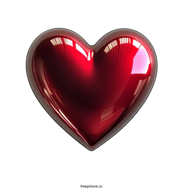 [Transparent Background PNG]A Vibrant Glossy Red Heart Illustration