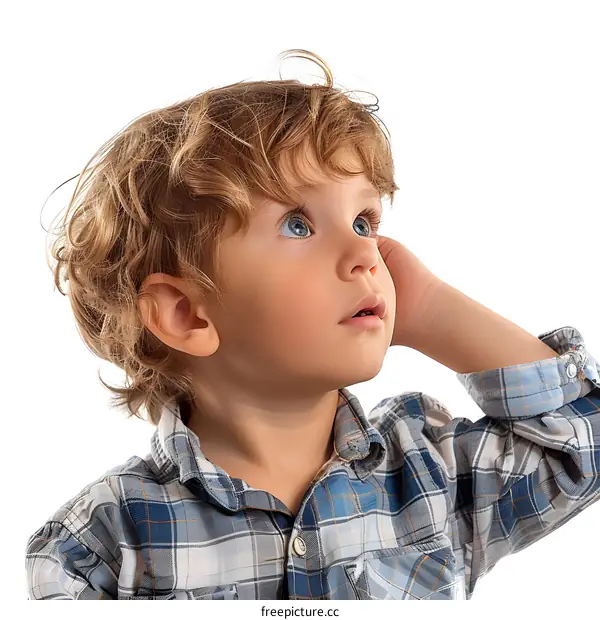 Portrait of a young boy looking up
