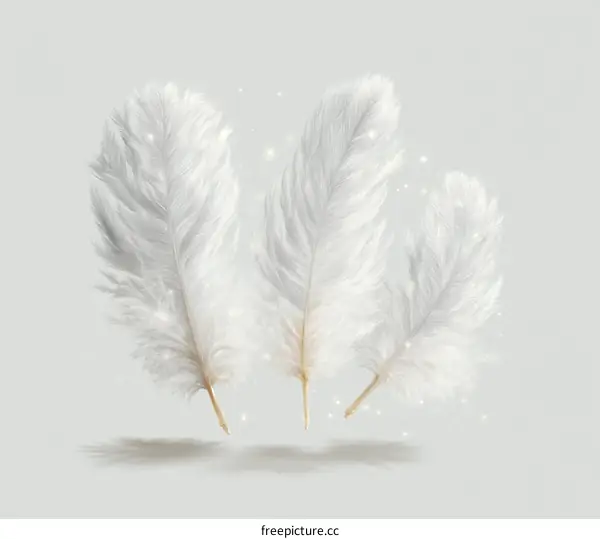 Elegant White Feathers Floating in Air