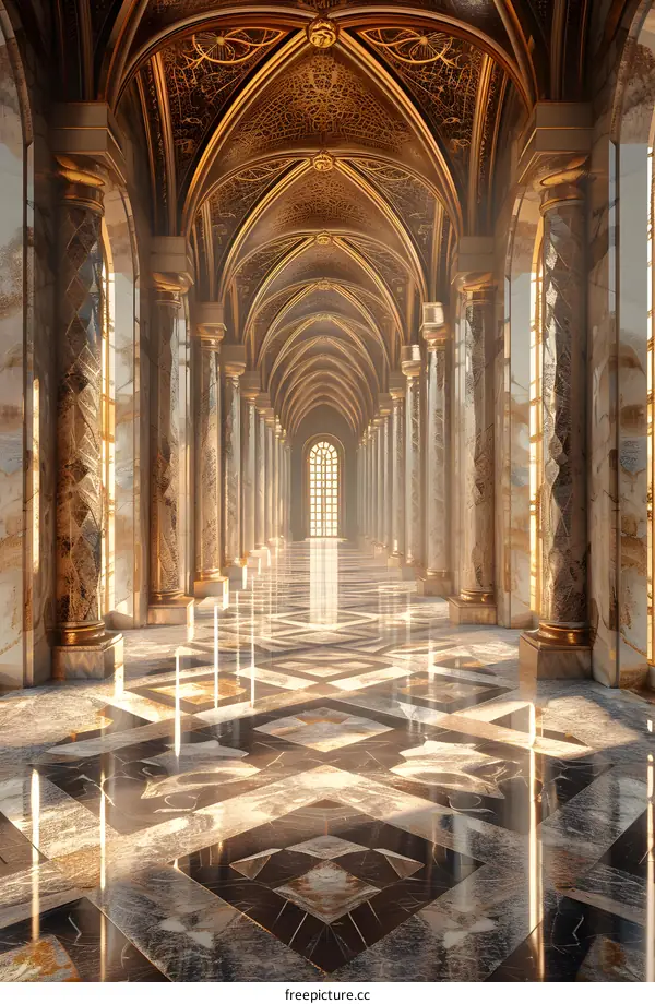 A Long and Ornate Palace Hallway