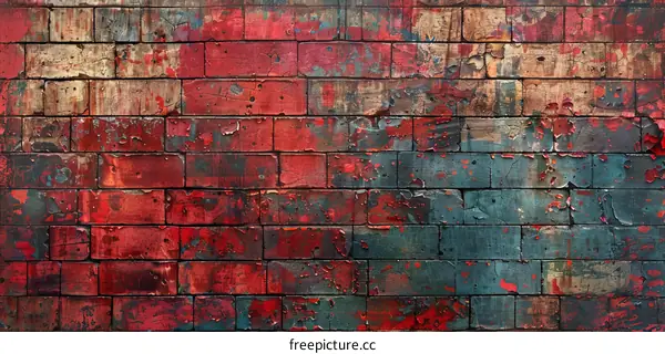 Distressed Brick Wall with Weathered Texture