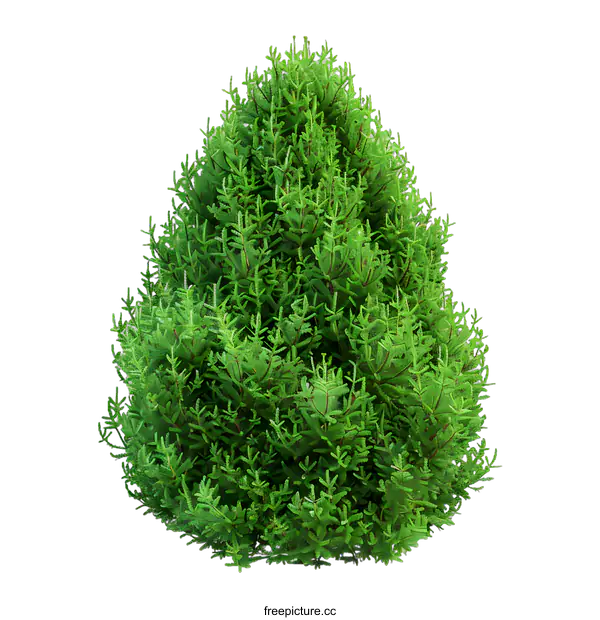 [Transparent Background PNG]Green Evergreen Tree Isolated on White Background
