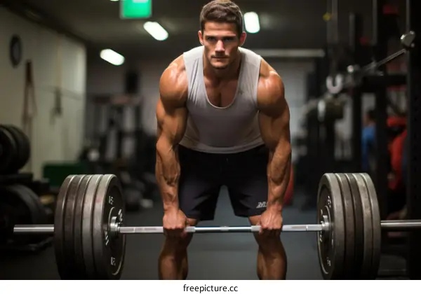 muscular man weightlifting in a gym