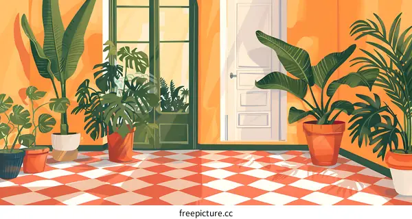 Tropical Plants Indoor Patio Illustration