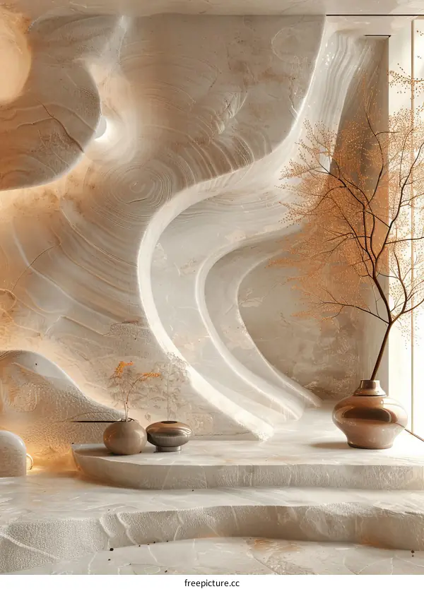 Abstract Modern Interior Design with Natural Stone