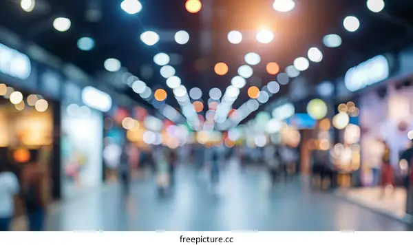 Blurred image of people walking in a shopping mall