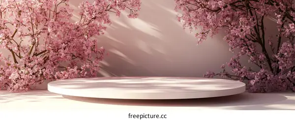 Cherry Blossom Display Podium Illustration