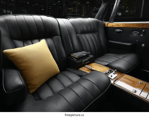 Luxury Black Leather Car Interior Detail