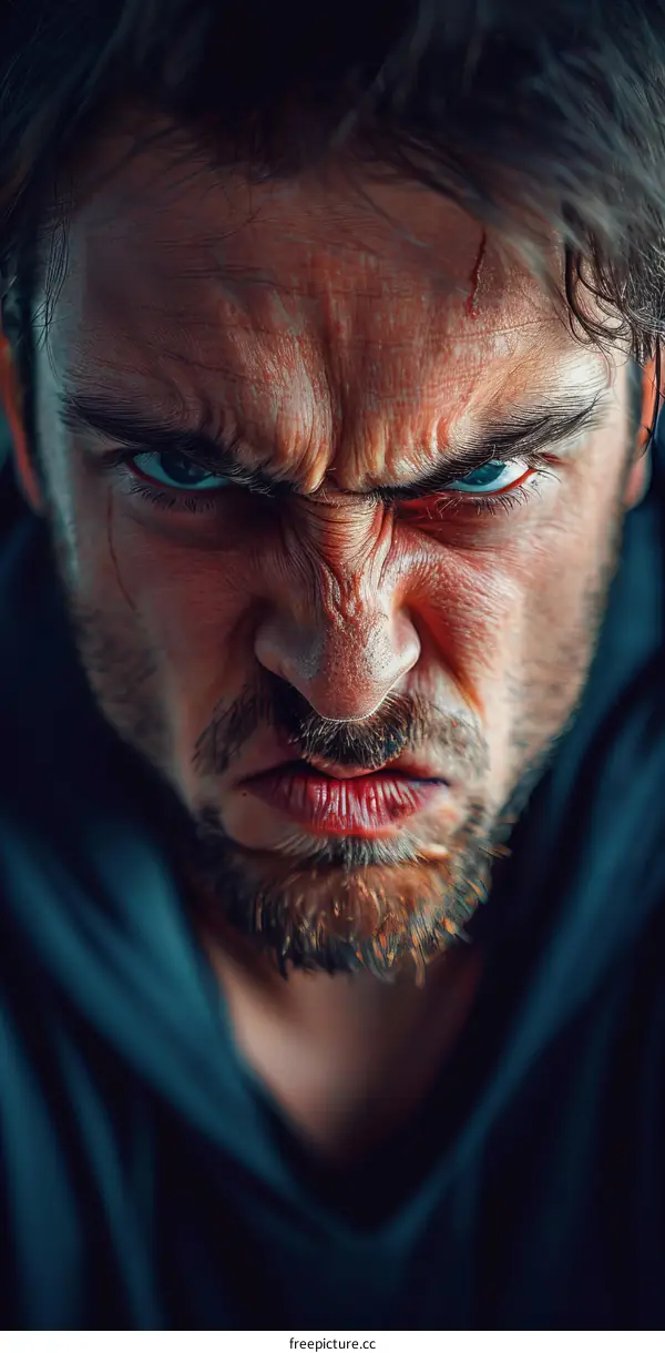 Close-up Angry Man Portrait