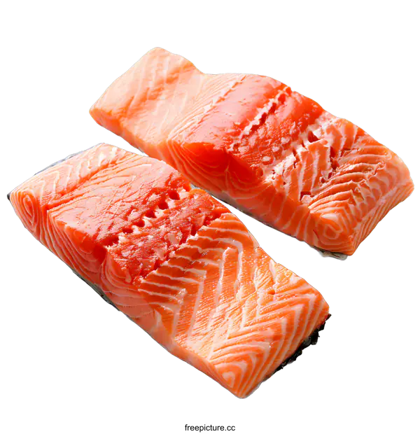 [Transparent Background PNG]Two Fresh Salmon Fillets On White