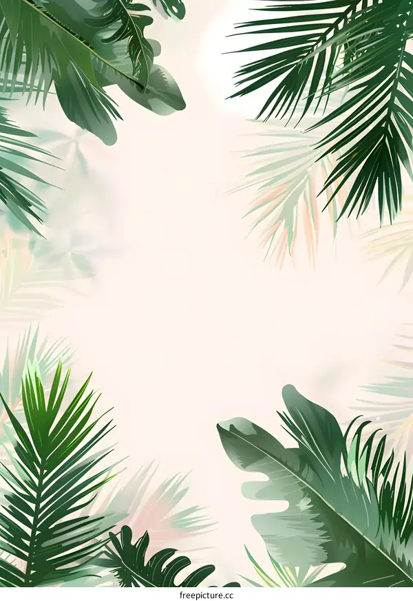 Tropical Leaves on White Background