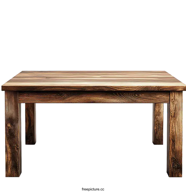 [Transparent Background PNG]Rustic Wooden Table Against White Background