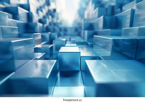 Abstract 3D rendering of a blue geometric structure