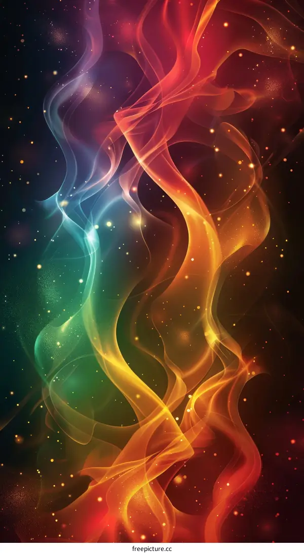 Colorful Abstract Flames and Fiery Sparks