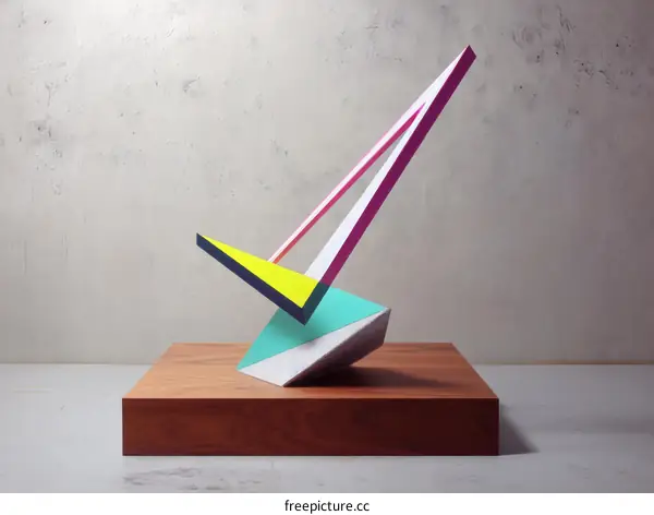 Abstract Colorful Geometric Sculpture Display
