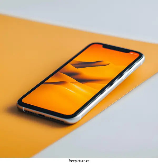 Orange Desert Background on Mobile Phone Screen